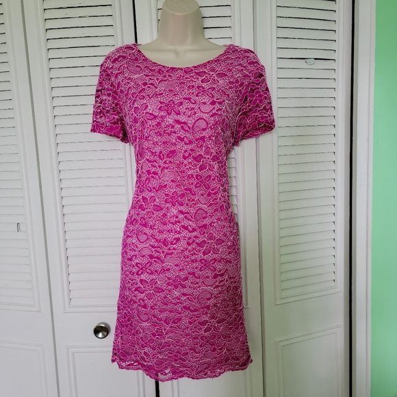 CeCe By Cynthia Steffe Pink Fuchsia Lace Dress 8